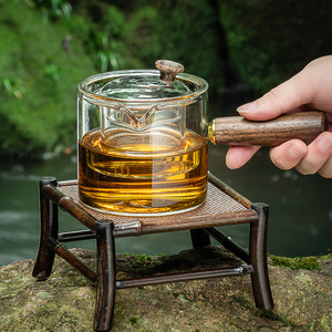 泡茶壶家用茶水分离单壶全玻璃功夫茶具耐高温侧把手抓煮茶壶茶器