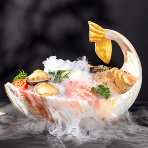 干冰创意意境菜餐具高端海鲜姿造刺身盘冰盘大三文鱼刺生专用盘子