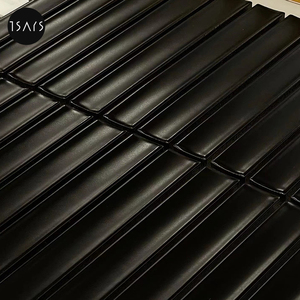 复古黑色哑光竹节长条马赛克瓷砖卫生间客餐厅厨房吧台背景墙