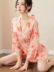 女士日系短款温泉印花浴袍睡衣性感改良和服式浴衣睡袍家居服舒适