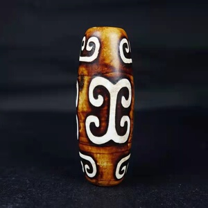 一元起拍藏传回流老玛瑙回纹天珠吊坠复古原石玉髓桶珠项链挂件