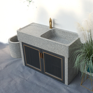 花岗岩石材洗衣台家用整石洗衣池大理石带庭院户外洗手台洗菜水槽