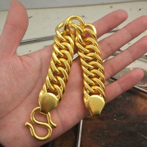 糊涂老庙祝9999足手链男黄金手链老板坦克链实心马鞭手链包纯黄金