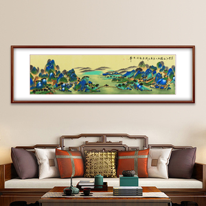 李茂森名家真迹手绘国画《千里江山图》山水画客厅玄关挂画