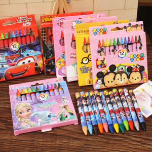 小学生文具用品 卡通填色笔12色彩色蜡笔 儿童幼儿园画画奖品笔