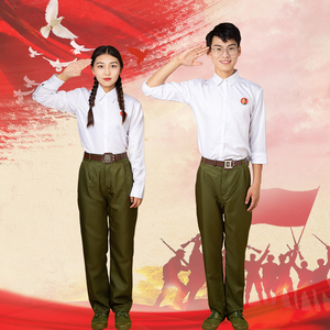 芳华知青大中小学生男女78十年代军装红歌合唱绒花舞蹈朗诵演出服