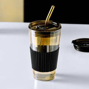 玻璃吸管杯女生耐热水杯男咖啡杯便携式新款2024果汁奶茶喝水杯子