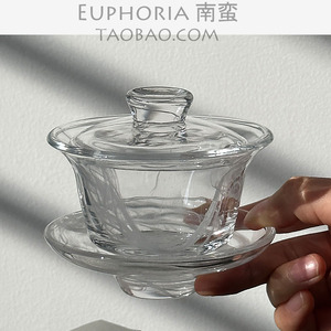 EUPHORIA静奢风水墨白琉璃盖碗玻璃杯冰美式咖啡杯甜品碗燕窝碗碟