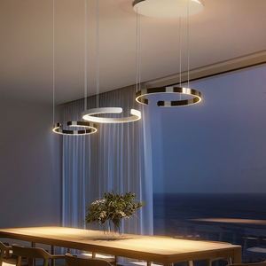 轻奢餐厅吊灯可自由升降悬停吧台餐桌现代简约创意可拉伸C字型灯