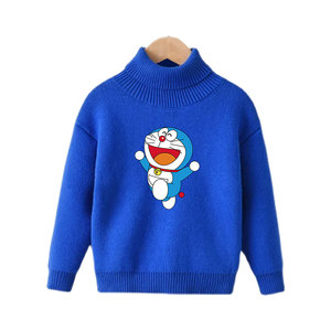 哆啦a梦童装儿童男童毛衣秋冬款女童高领加绒加厚针织打底衫衣服