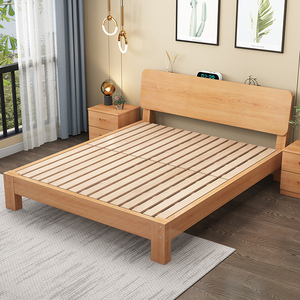 全榉木榻榻米单人15米双人18米出租房架实木床床实木床床现代实木