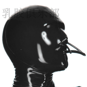 面罩乳胶包头定制面具情趣带鼻管嘴管下体调教男/女款可窒息头套情趣男多长图片
