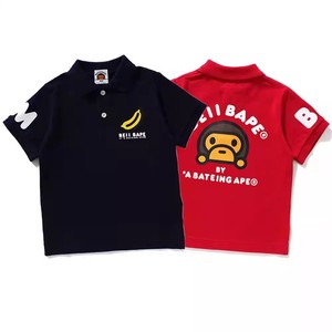 日本BAPE童装儿童t恤夏季新款男女童宝宝香蕉刺绣POLO衫短袖 透气