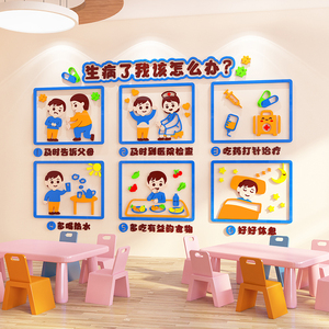 幼儿园走廊环创布置卫生保健室宣传标语主题文化墙贴教室墙面装饰