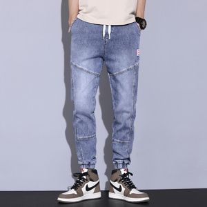 裤子男春秋季ins潮牌搭配aj1的束脚牛仔裤男士休闲百搭工装长裤子