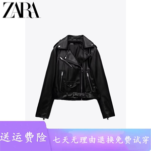 ZARA 秋季新款女黑色修身仿皮机车款夹克外套短款皮衣3046029