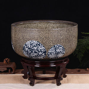 瑾邵景德镇陶瓷器落地立柱式鱼缸大号金鱼缸睡莲碗莲荷花盆锦鲤缸