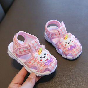 2023夏季新款布鞋0-1-3岁男女宝宝凉鞋叫叫鞋软底防滑婴儿学步鞋