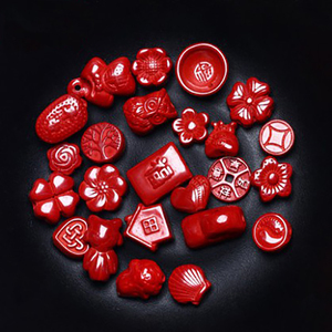 帝王砂配饰本命年转运珠朱砂散珠小配件吊坠小红花花朵小滴溜手串