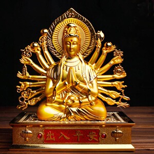 汽车金属摆件佛像千手观音保平安车内摆饰双面佛车载车上高档饰品