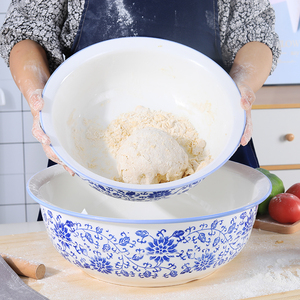 家用陶瓷和面盆 青花瓷揉面盆老式面盆大号加厚发面盆厨房洗菜盆