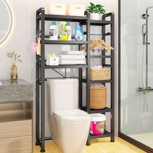 卫生间马桶上方置物架浴室免打孔厕所坐便器后洗手间收纳架子落地82人