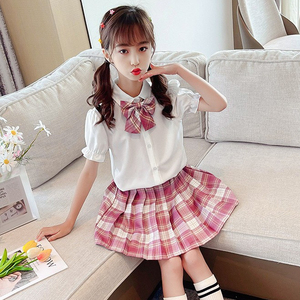 儿童jk制服女童短袖衬衫超短裙夏季学院风百褶裙子中大童jk套装
