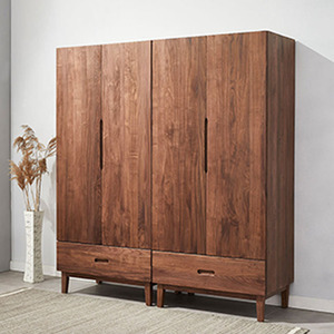 随心工坊黑胡桃木双门衣柜整体定制原木组合裤柜储物柜衣帽间定做