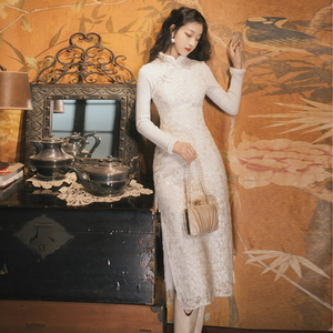 秋冬大小姐女装民国风复古名媛小洋装少女改良版中西式旗袍连衣裙