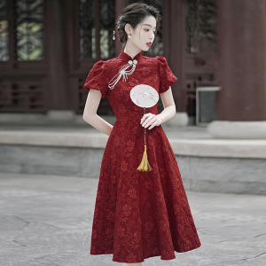 新中式改良旗袍敬酒服新娘回门服平时可穿中国风女装连衣裙伴娘服
