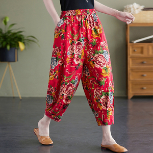 直筒休闲裤女夏款 潮流薄款九分裤长裤东北花裤子1人付款50