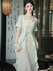 新中式江南风裙子小个子复古中国风女装清冷感穿搭禅意连衣裙夏季