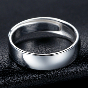 999足银男士戒指 霸气简约素圈男生开口纯银刻字定制嘻哈单身食指