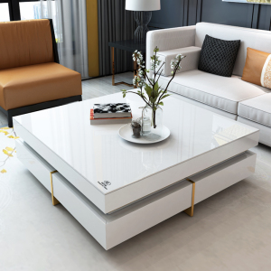 慕诗尼茶几电视柜组合轻奢现代小户型客厅简约正方形钢化玻璃定制