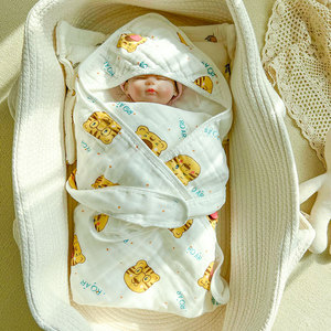 虎年新生婴儿包被包裹被初生宝宝夏季薄款纯棉纱布产房抱被襁褓巾
