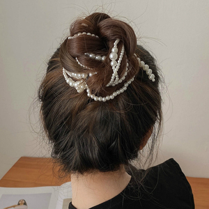 新娘珍珠发带明星同款流苏发夹脏辫发饰编发珍珠链条流苏头饰