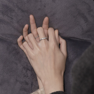 情侣对戒一对银戒指简约小众设计感开口可调节纪念好物520送男友