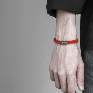 新年礼物男生实用本命年送男朋友生日跨年属兔编织红绳男士银手链