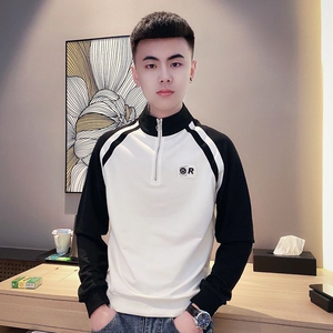 社会小伙卫衣男秋季潮流韩版修身精神潮牌帅气百搭半高领休闲外套