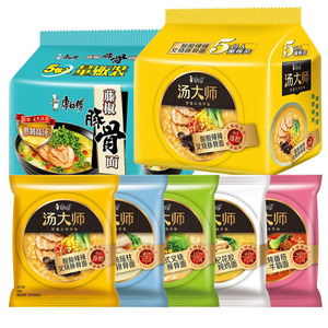 【临期】康师傅方便面 汤大师5连包 熬制高汤藤椒豚骨面 单包泡面