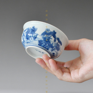 【山屋沏】景德镇青花瓷莲花白鹭一路连升带内画炉式杯纯手工精品