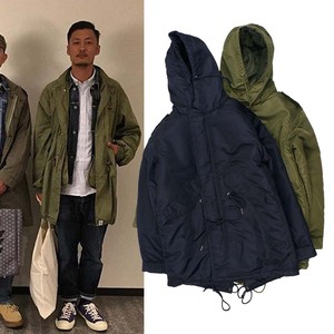 阿美咔叽余文乐m51鱼尾风衣外套军版男军事中长款棉衣军绿色秋冬