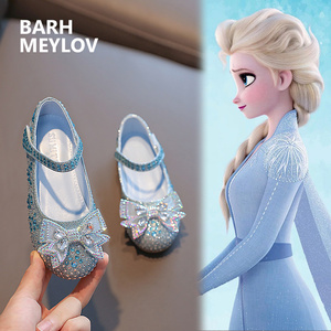 爱莎公主鞋女童鞋子2021夏季艾莎鞋水晶鞋冰雪奇缘儿童小女孩单鞋