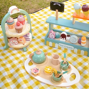 儿童过家家仿真茶壶女孩下午茶厨房玩具 木质蛋糕幼儿园生日礼物