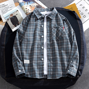 格子衬衫男士长袖春秋季韩版潮流设计感衬衣休闲夏季日系港风外套