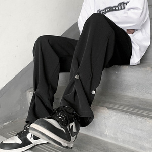 黑色西裤男士夏季薄款潮流痞帅垂感运动裤子拖地宽松直筒休闲长裤