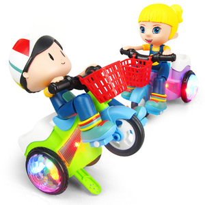 抖音同款儿童电动三轮车音乐灯光卡通小男女孩万向翻斗车儿童玩具