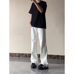 白色牛仔裤男夏季薄款美式宽松直筒长裤欧美高街vibe微喇拖地裤子