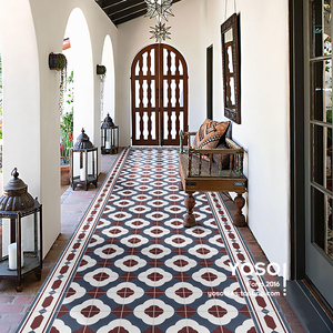 有所|祥云|法式绯红复古手工花砖卫生间浴室阳台防滑地砖民宿瓷砖