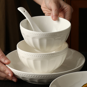 碗碗家用饭碗餐具陶瓷碗碗具套装瓷碗小碗纯白米饭碗碗盘吃饭的碗